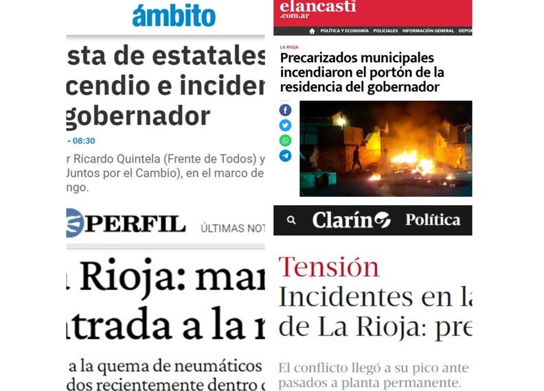 Medios nacionales reflejaron los graves incidentes en la residencia del gobernador de La Rioja