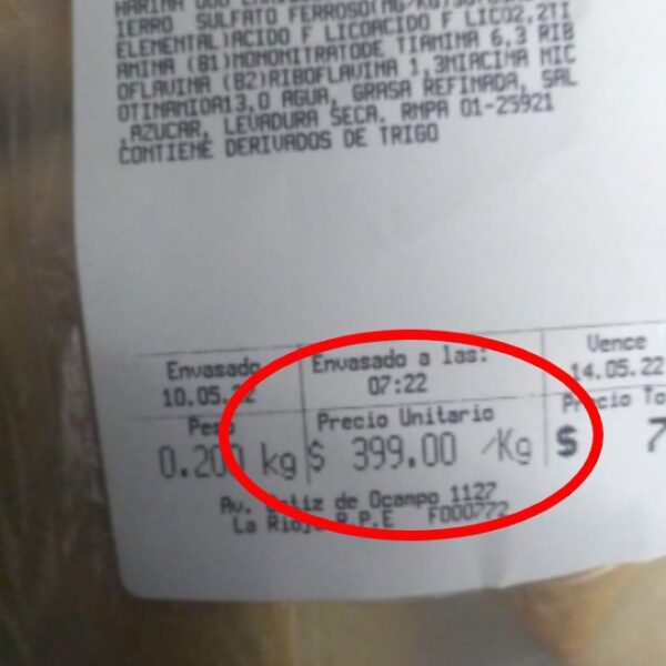 Suba de precios imparables: En supermercados de La Rioja el kilo de pan se vende a $399