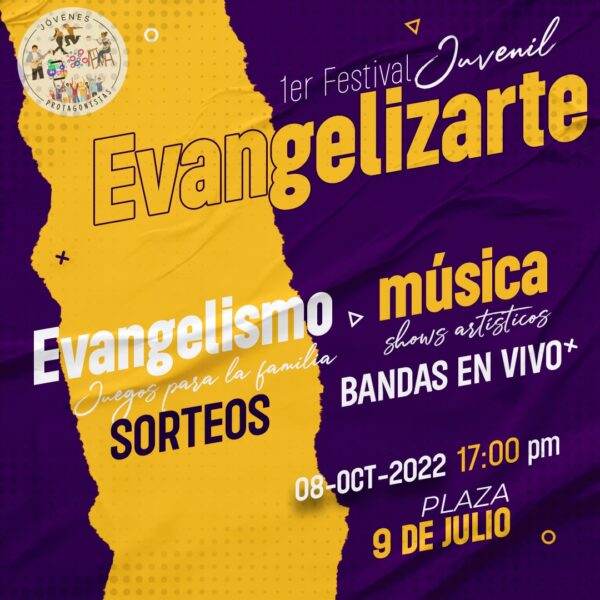 Se realiza el primer Festival Juvenil Evangelizarte en la plaza 9 de Julio