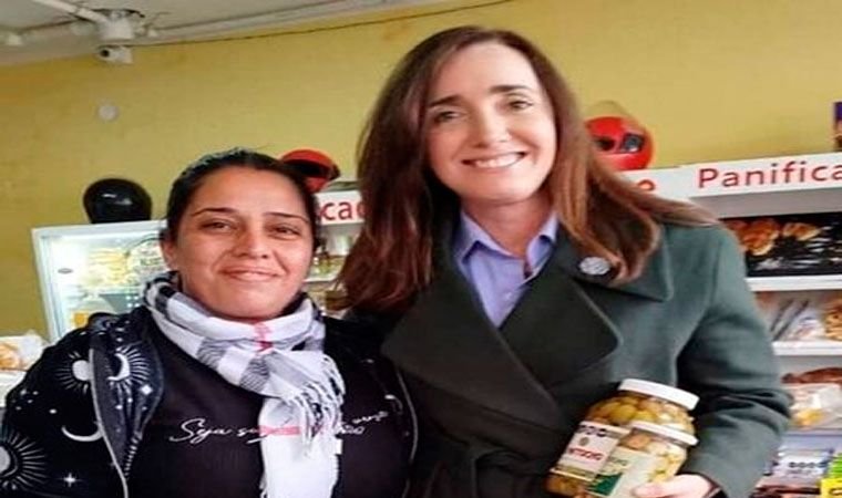 Victoria Villarruel pasó por Aimogasta y paró a comprar aceitunas